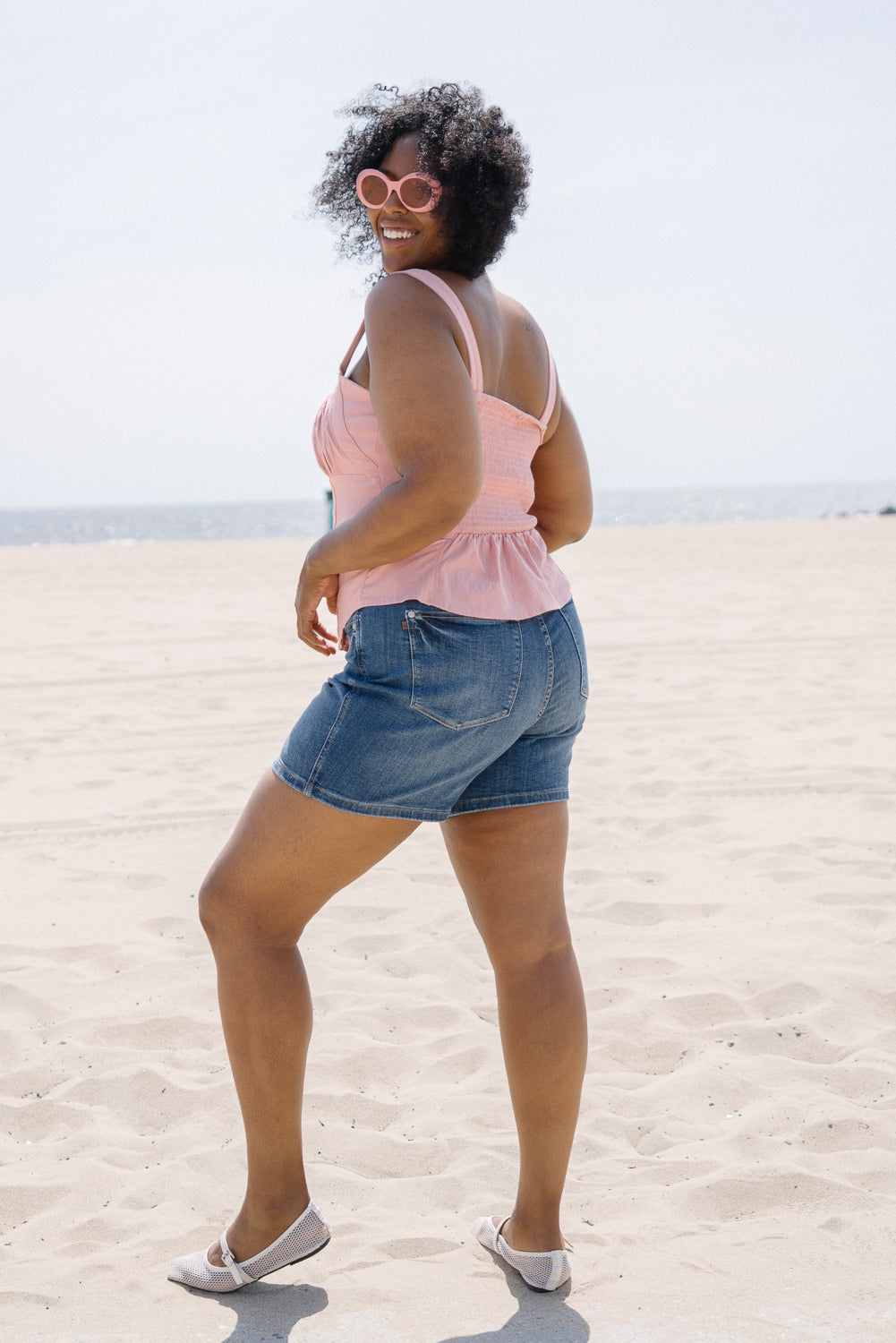 Bella Mid Rise Tummy Control Mid Length Shorts - PLUS - Image 3