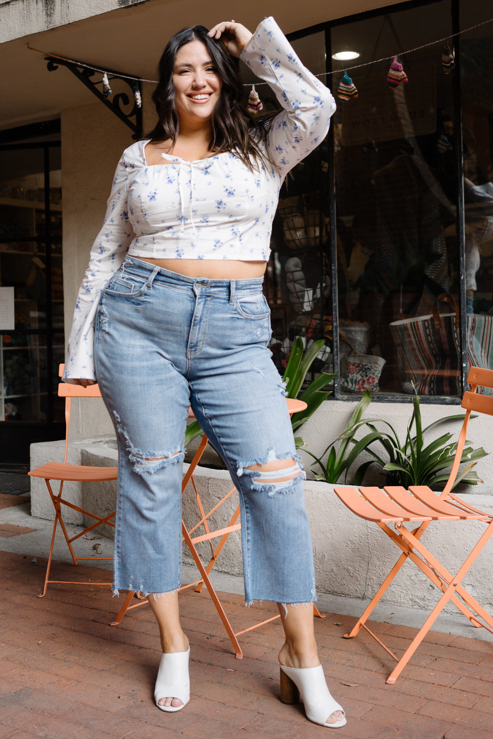 Celeste High Rise With Distressed Crop Wide Leg - PLUS - Image 3