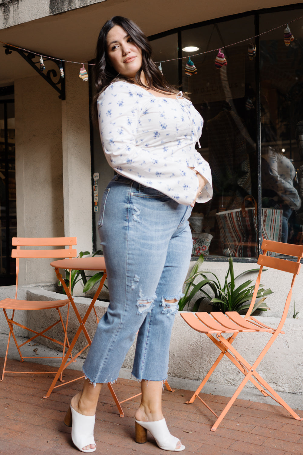 Celeste High Rise With Distressed Crop Wide Leg - PLUS - Image 2