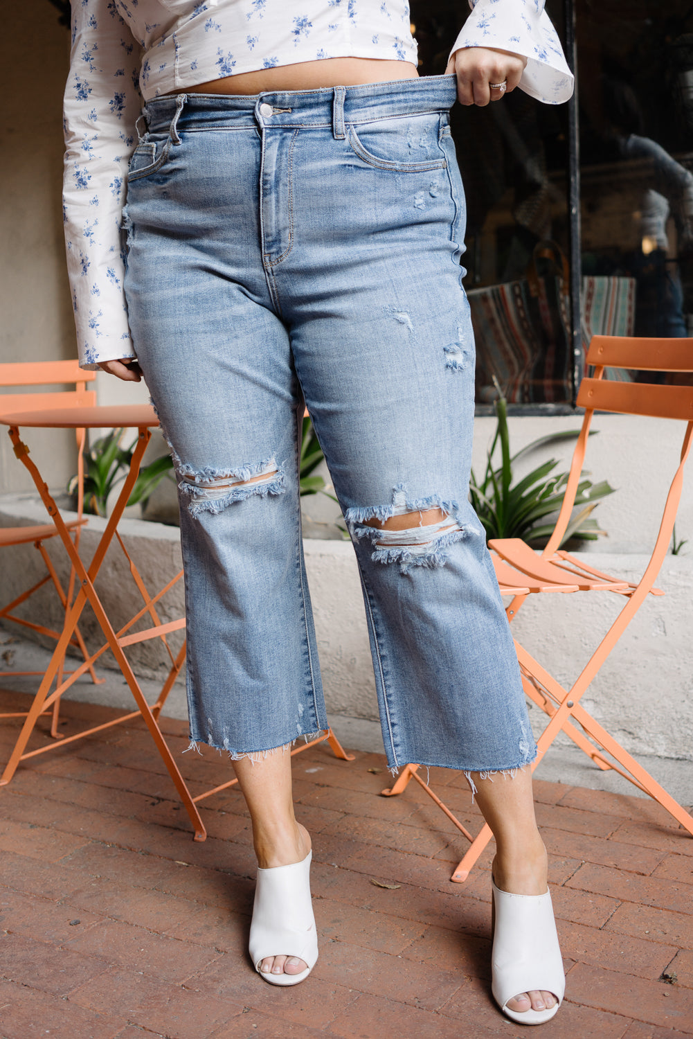 Celeste High Rise With Distressed Crop Wide Leg - PLUS - Image 4