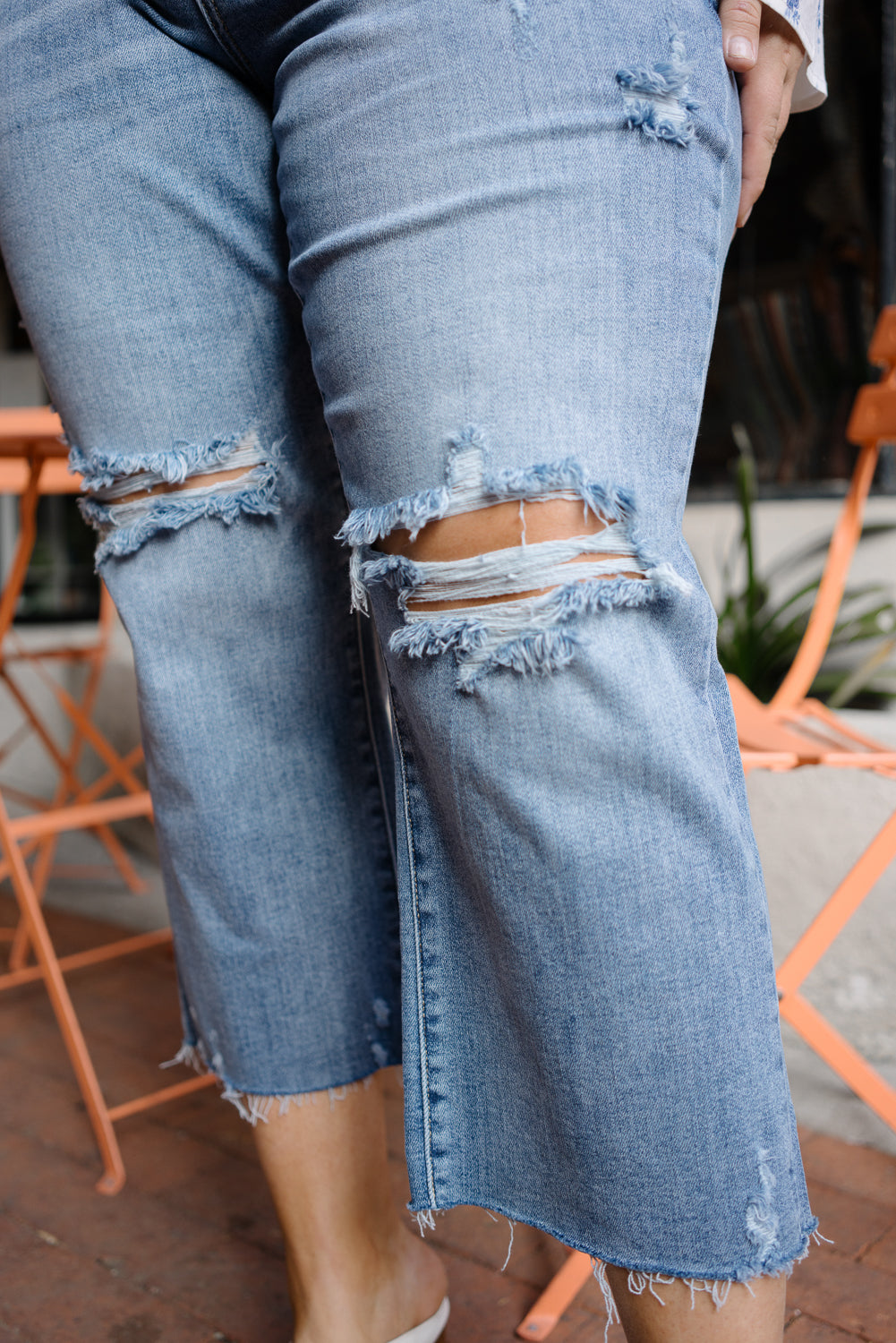 Celeste High Rise With Distressed Crop Wide Leg - PLUS - Image 5