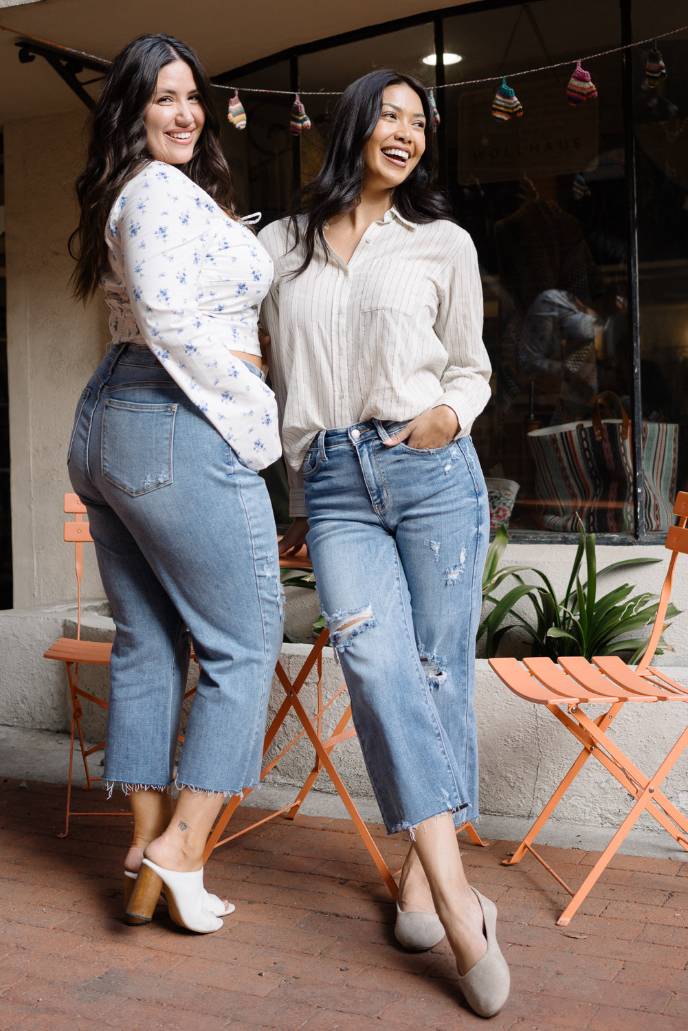 Celeste High Rise With Distressed Crop Wide Leg - Image 7