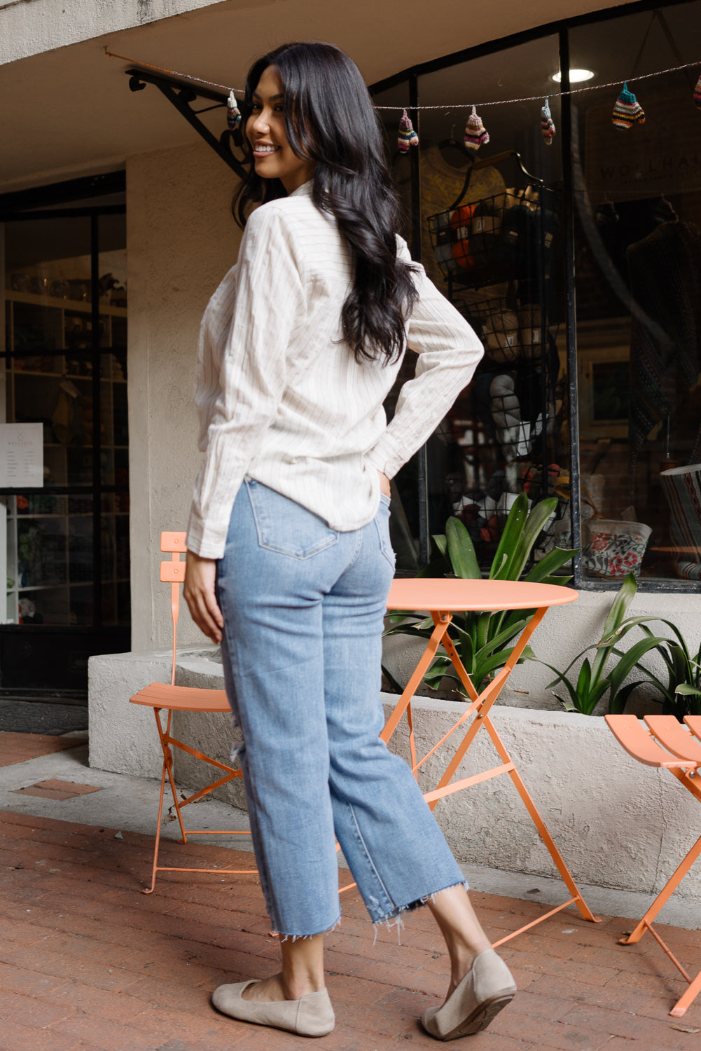 Celeste High Rise With Distressed Crop Wide Leg - Image 2