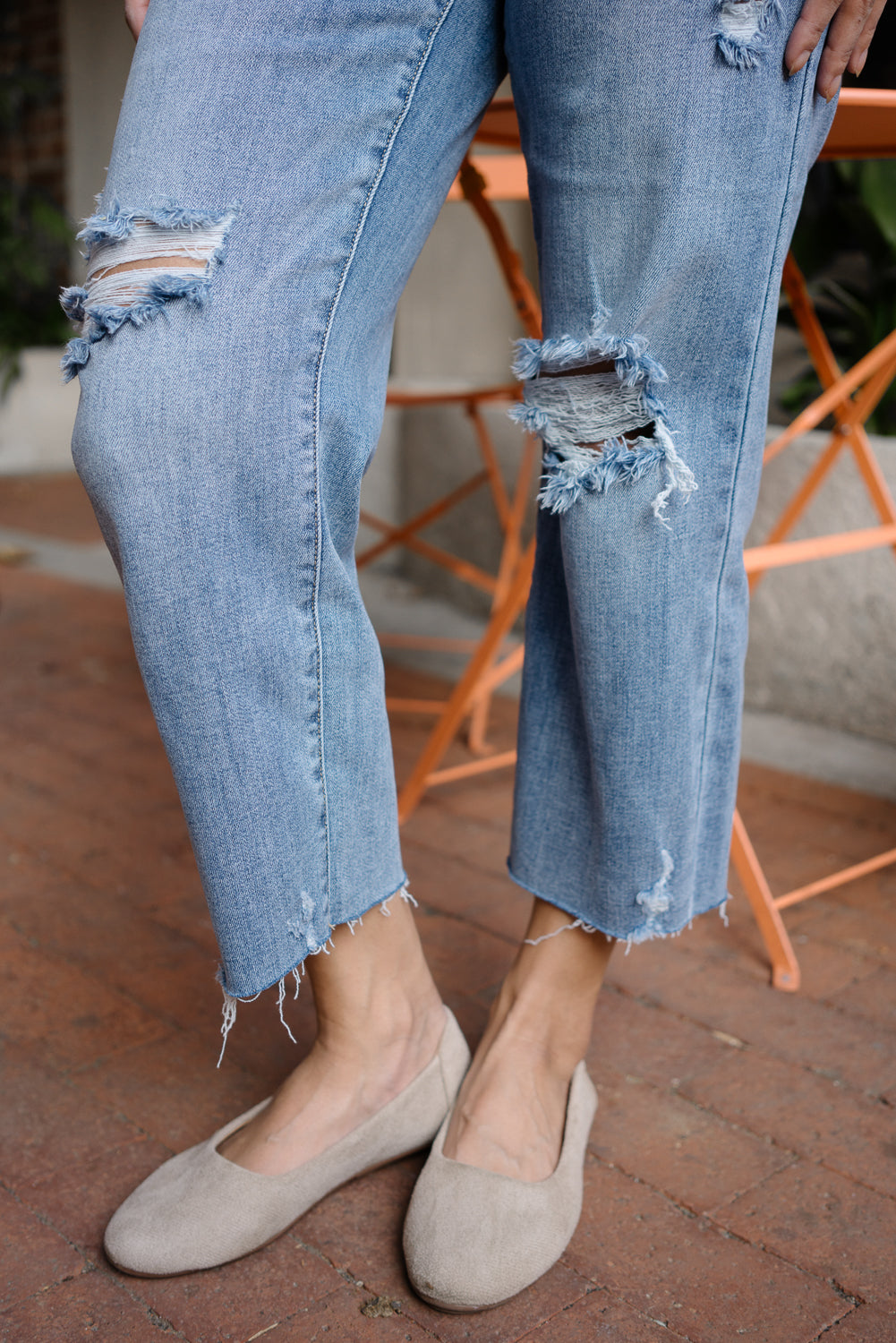 Celeste High Rise With Distressed Crop Wide Leg - Image 5