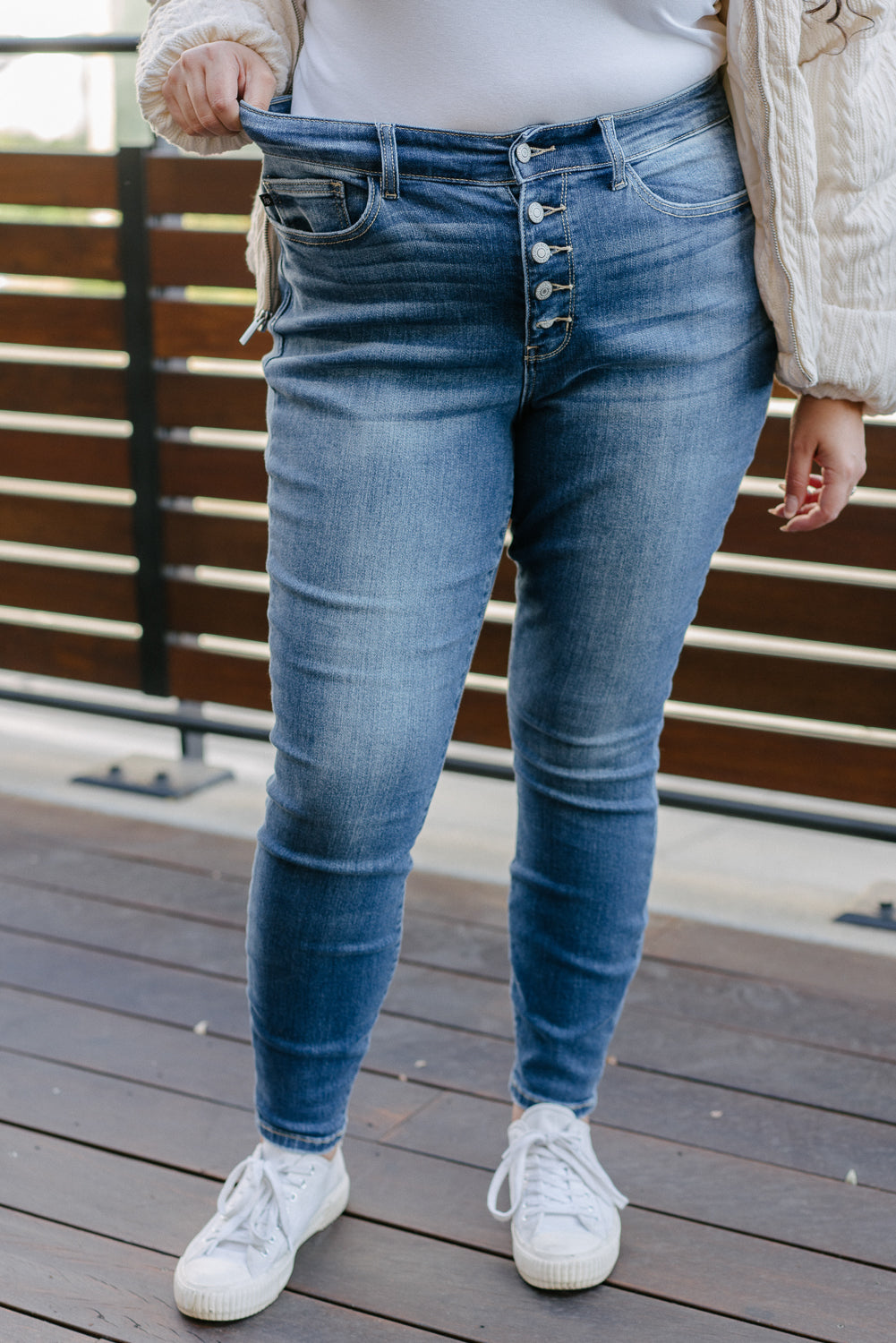 Rose Classic Button Fly Skinny Jeans - PLUS - Image 4