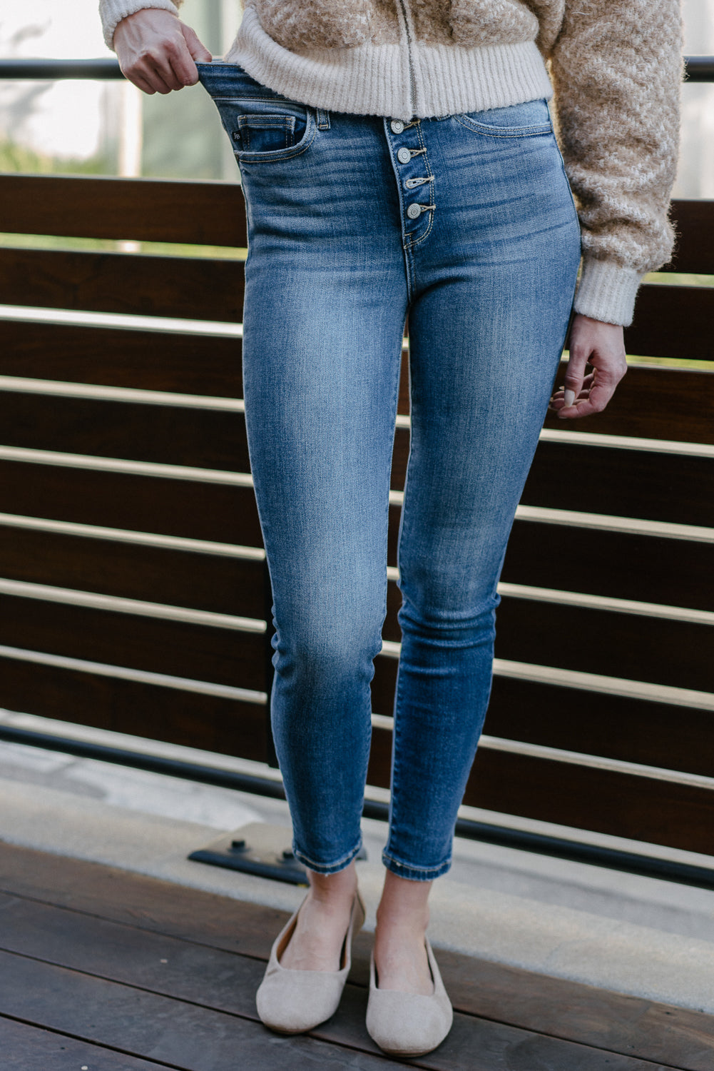 Rose Classic Button Fly Skinny Jeans - Image 4