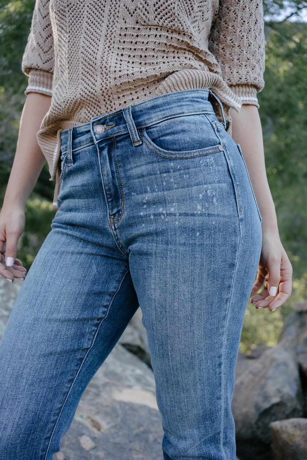 Margot High Rise Bleach Splash Boyfriend Jeans - Image 6