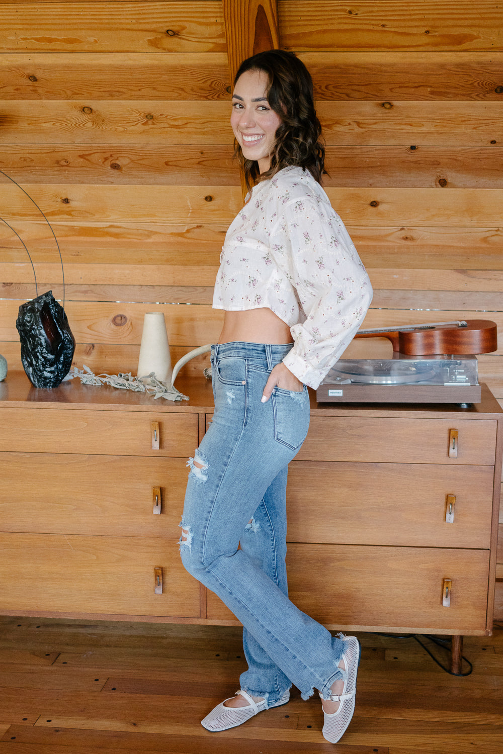 Susie Distressed Straight-Mid Rise Jeans - Image 2