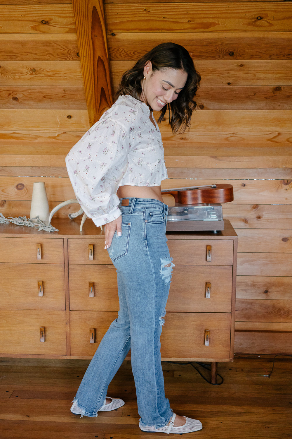 Susie Distressed Straight-Mid Rise Jeans - Image 3