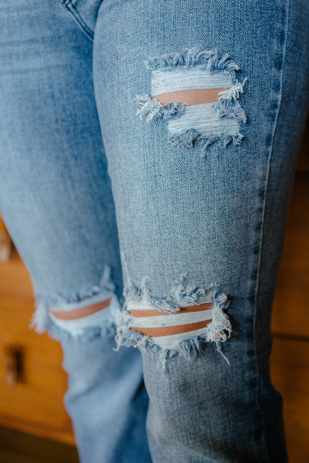 Susie Distressed Straight-Mid Rise Jeans - Image 7