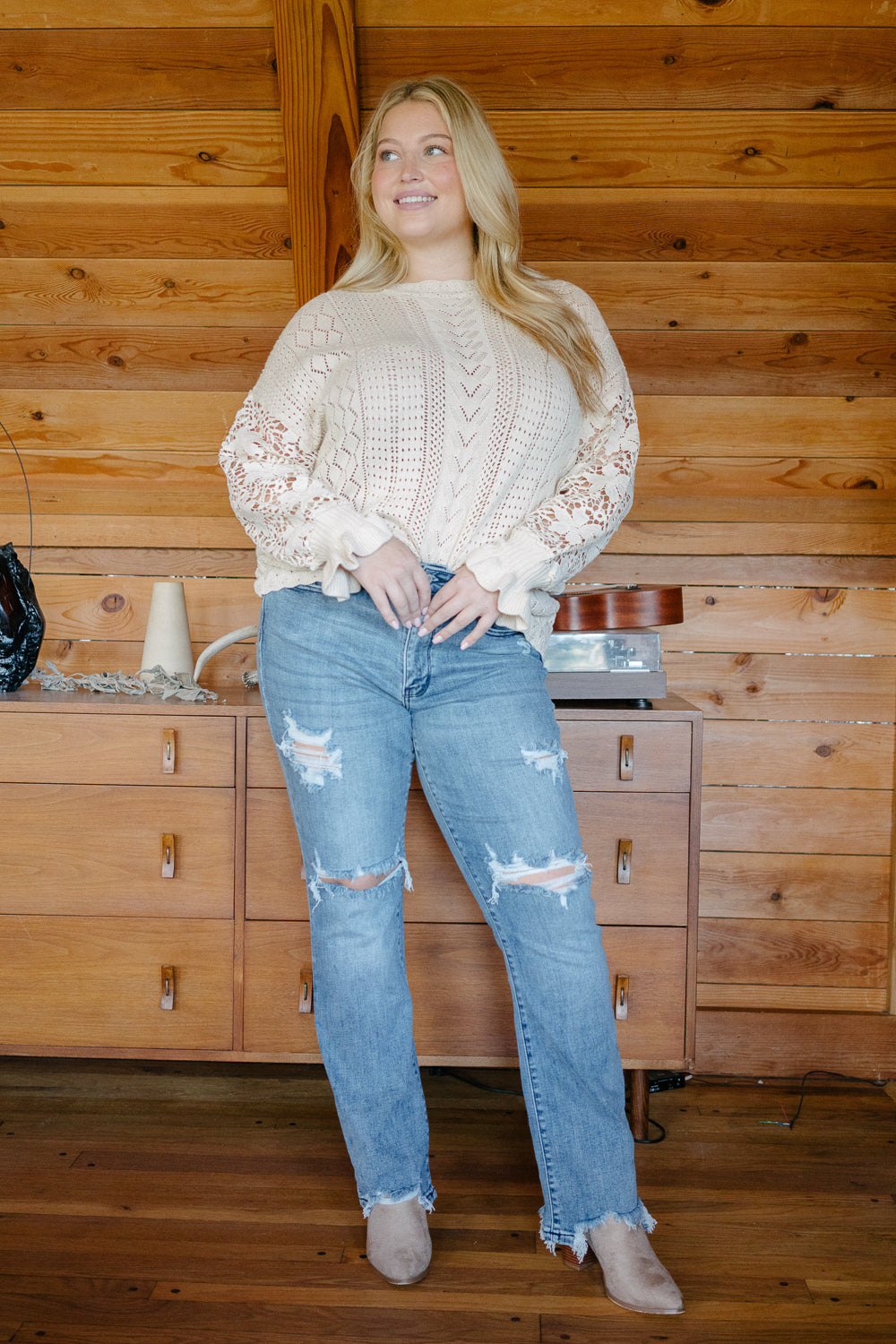 Susie Distressed Straight-Mid Rise Jeans - PLUS - Image 3