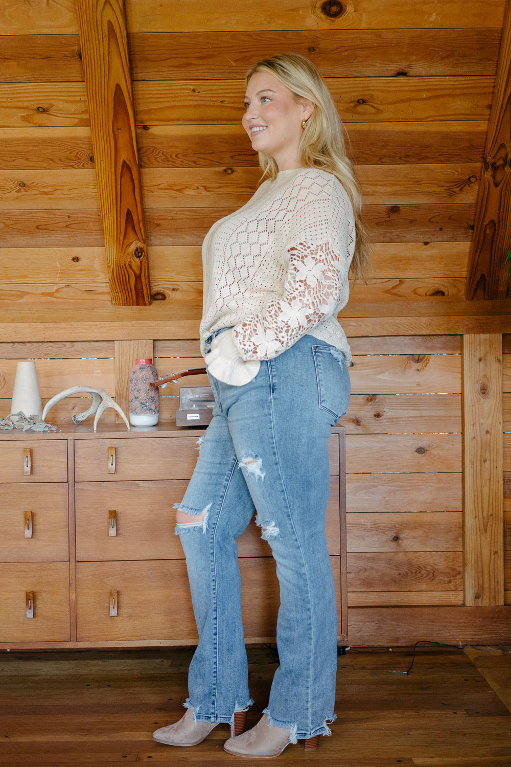 Susie Distressed Straight-Mid Rise Jeans - PLUS - Image 2