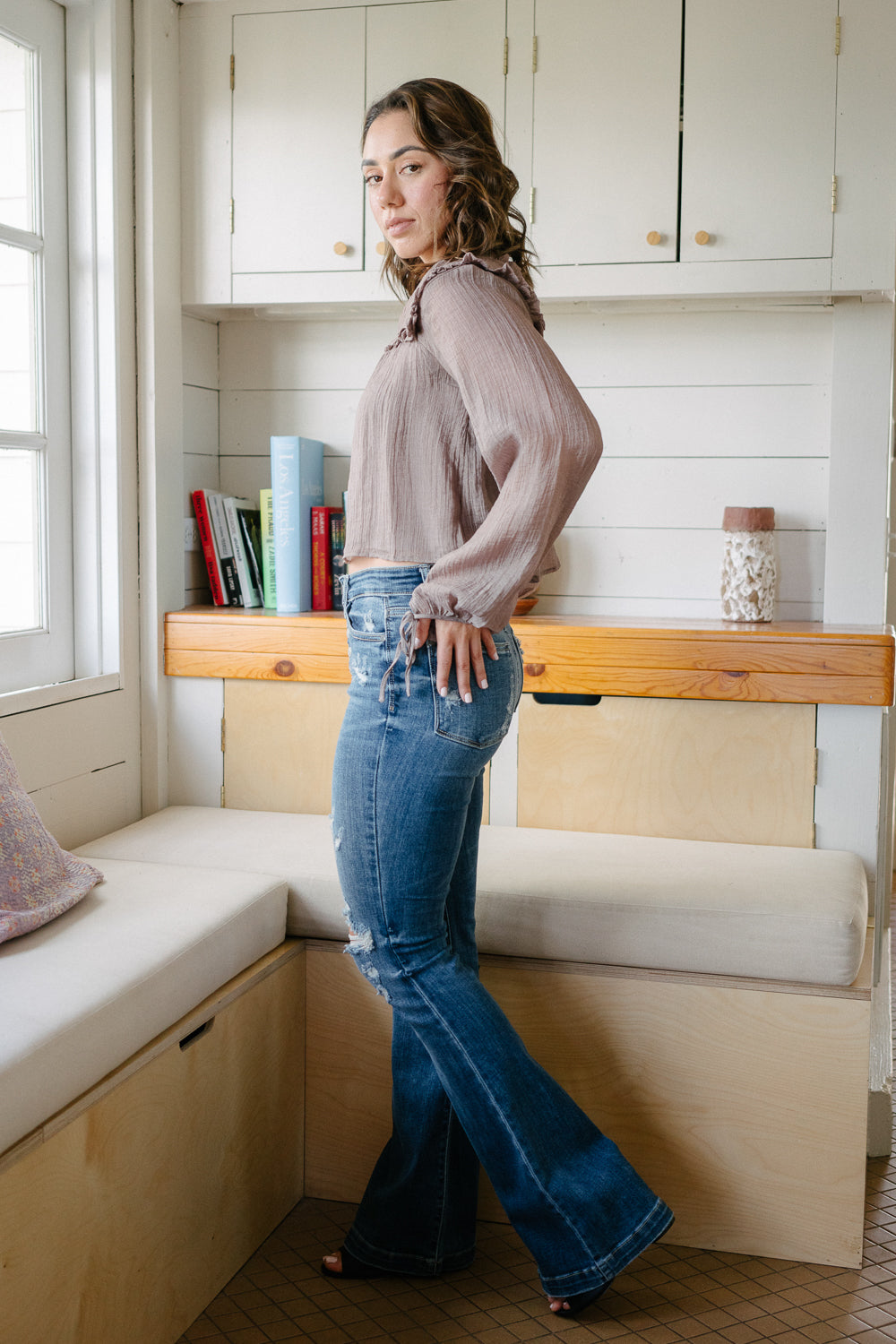 Judith Button Fly Trouser Flare Jeans - Image 5