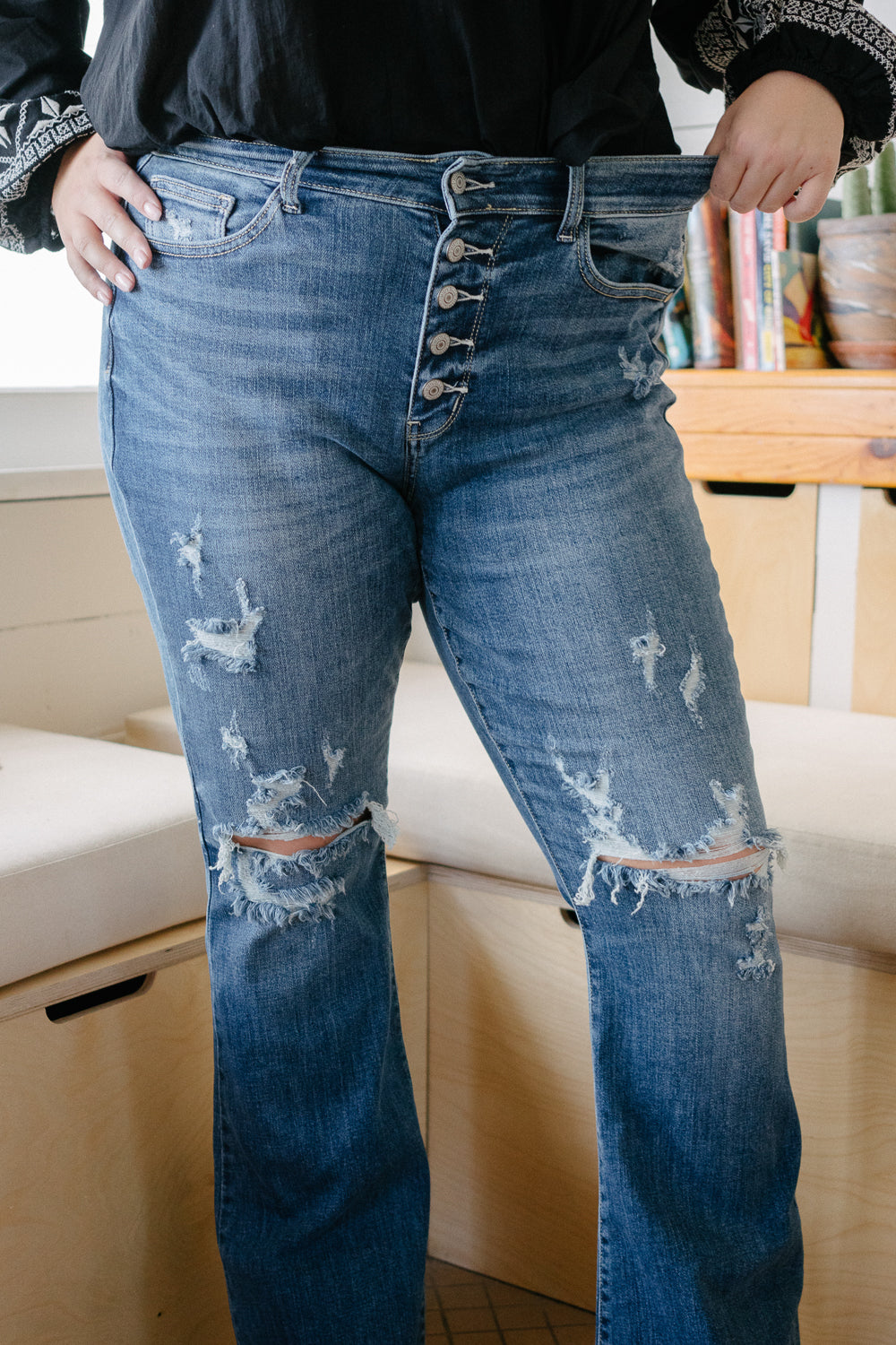 Judith Button Fly Trouser Flare Jeans - PLUS - Image 7