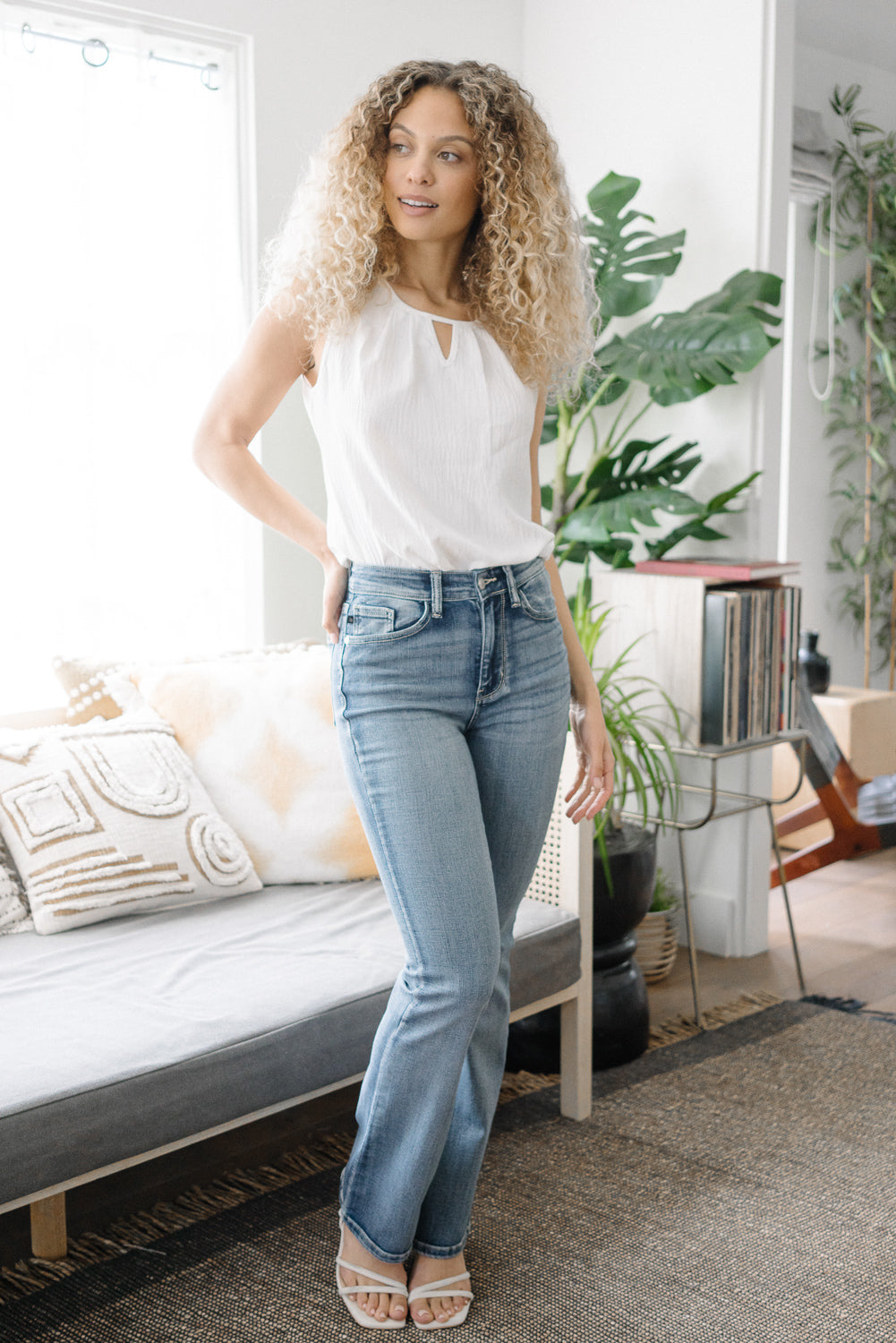 Violet High Rise Contrast Wash Bootcut Jeans