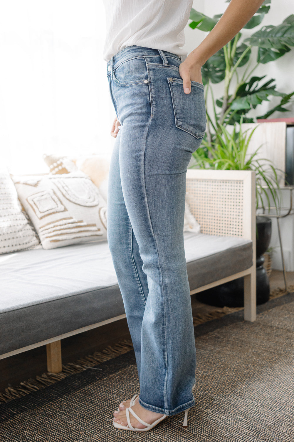 Violet High Rise Contrast Wash Bootcut Jeans - Image 6