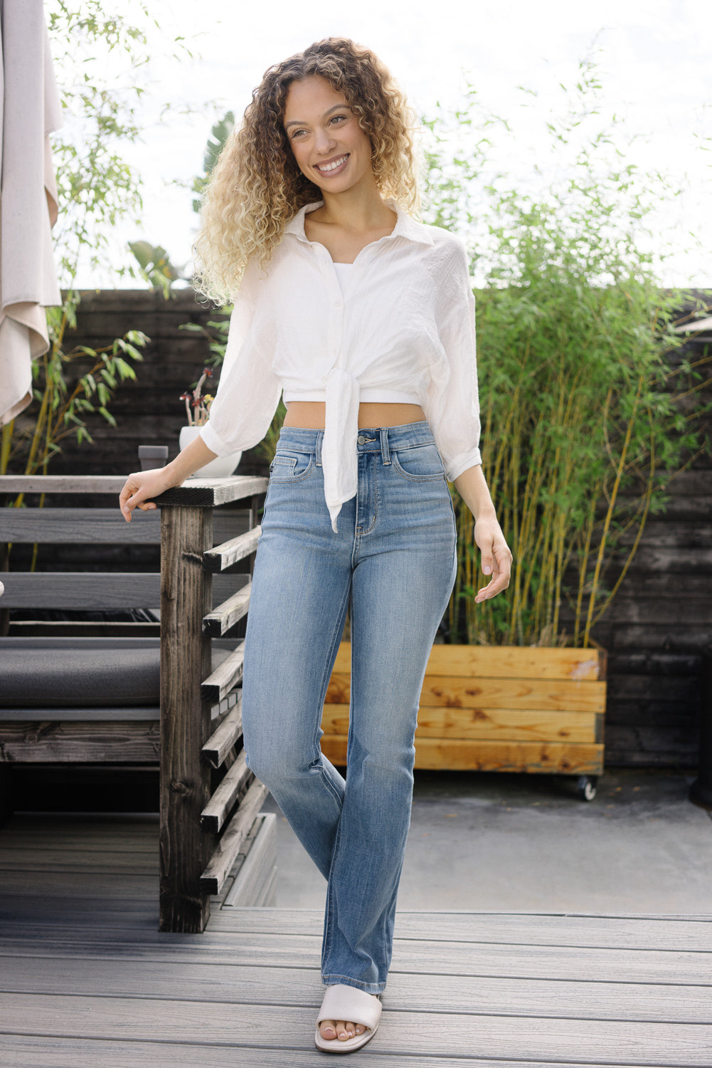 Kaya High Rise Classic Contrast Wash Bootcut - Image 3