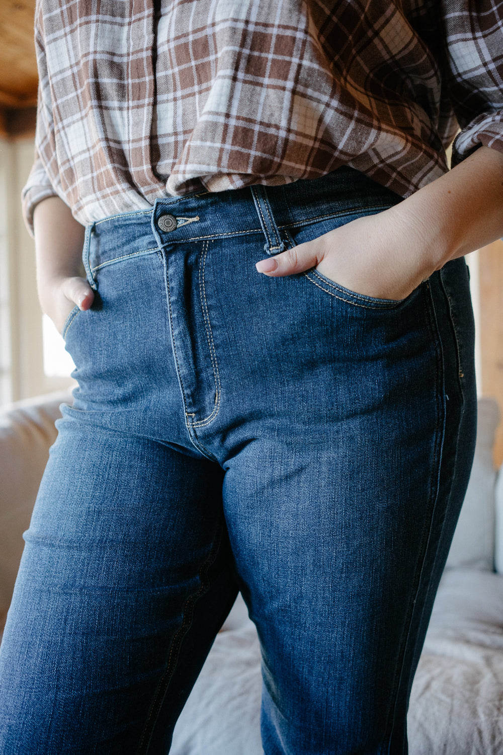 Kelly High Rise Angled Side Seam Flare Jeans - PLUS - Image 6