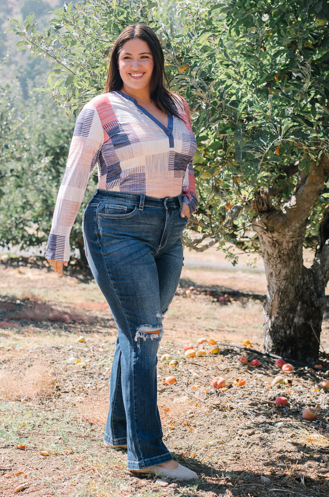 Lucy Mid Rise Hand Sand & Mildly Distressed Bootcut Jeans – PLUS