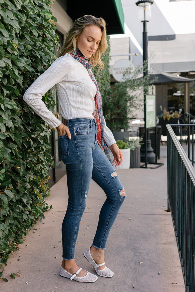 Andrea High Waist Skinny Jeans with Rips