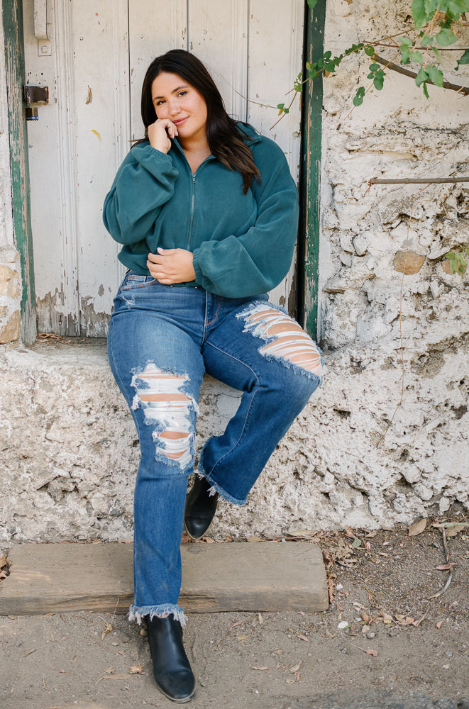 Lauren Mid Rise Distressed Dad Jeans – PLUS