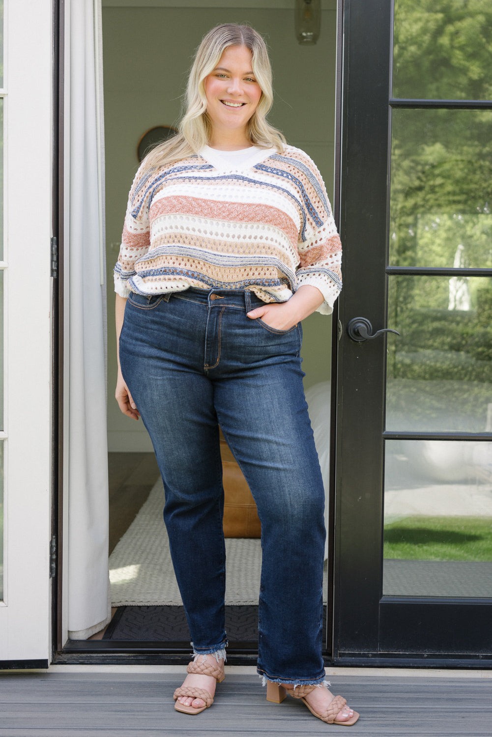 Selena Mid Rise Straight Leg with Fray Hem – PLUS