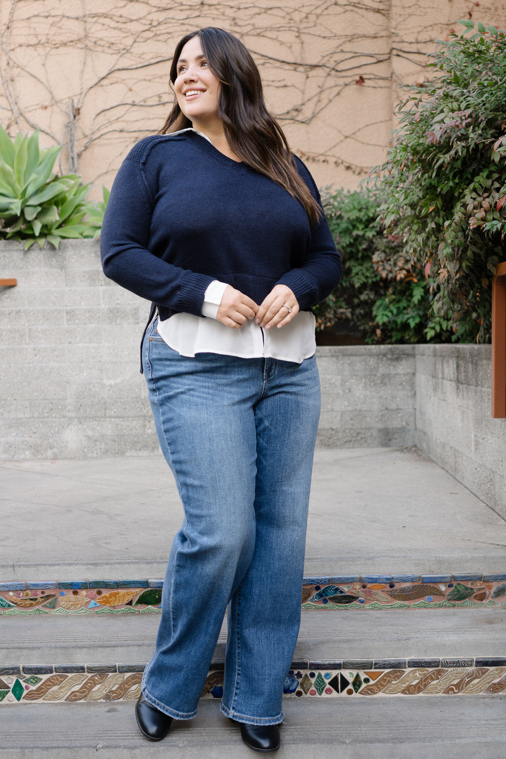 Samantha Mid Rise V-Front Straight Jeans – PLUS