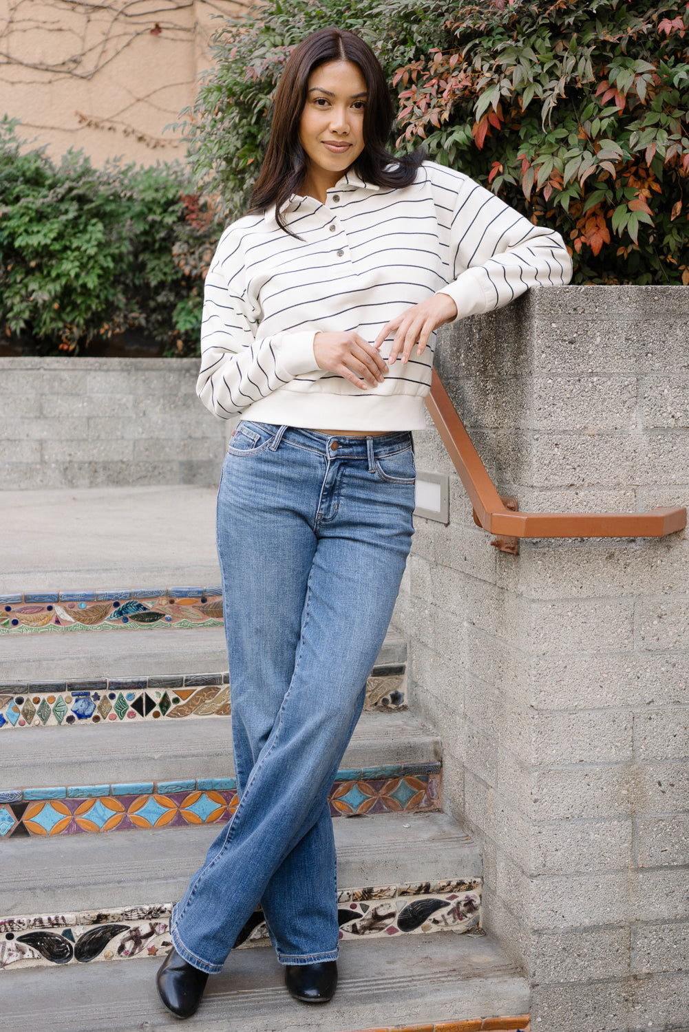 Samantha Mid Rise V-Front Straight Jeans