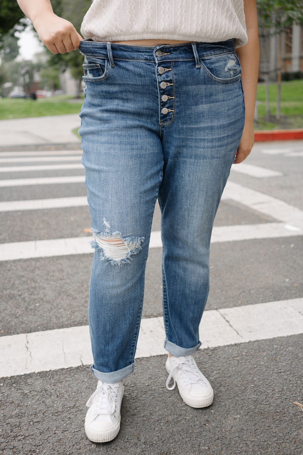 Tiffany Totally Chill Button-Fly Boyfriends - PLUS - Image 4