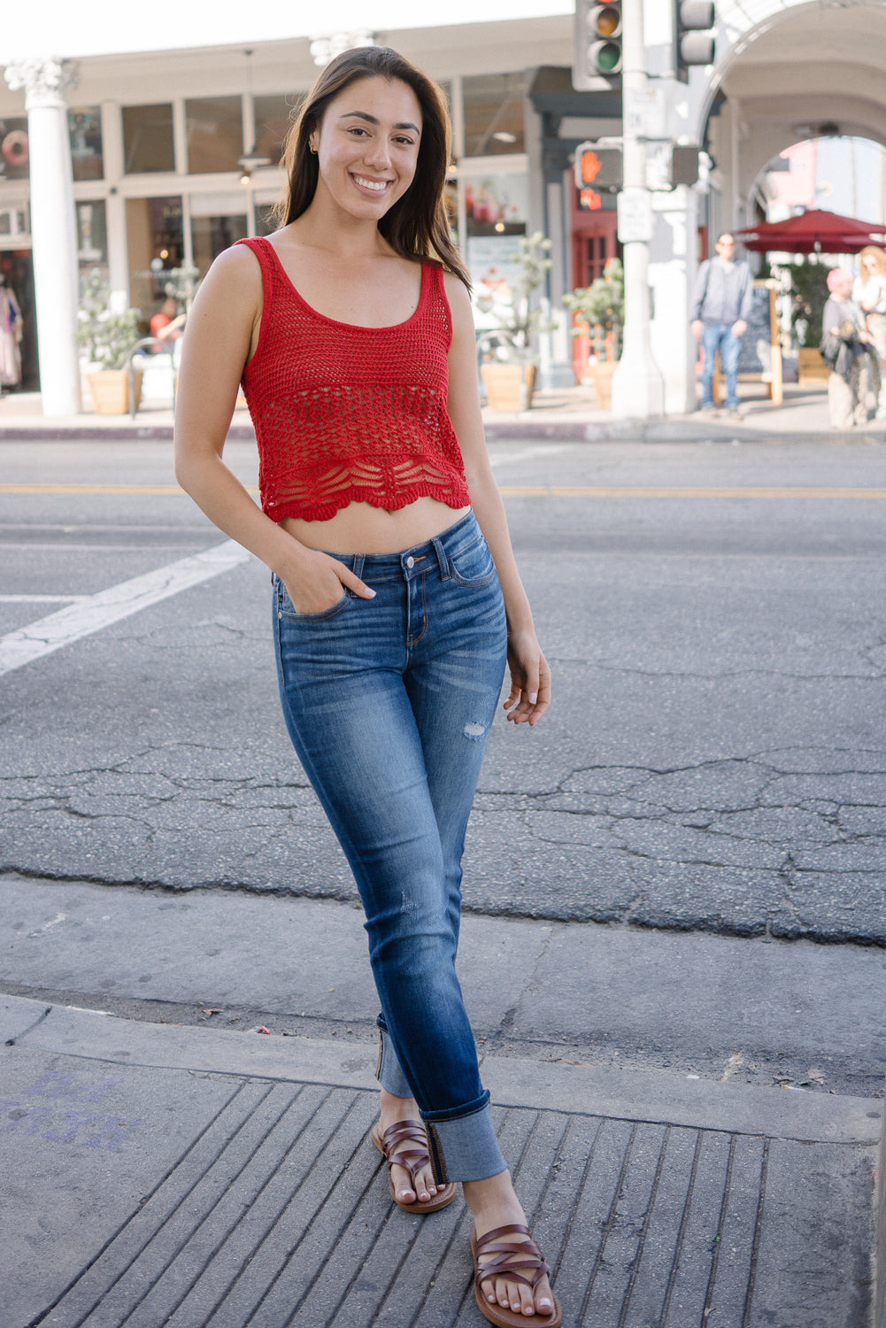 Carey Straight Leg Cuffed Hem Jeans