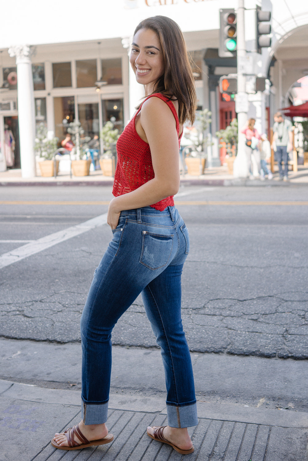 Carey Straight Leg Cuffed Hem Jeans - Image 3