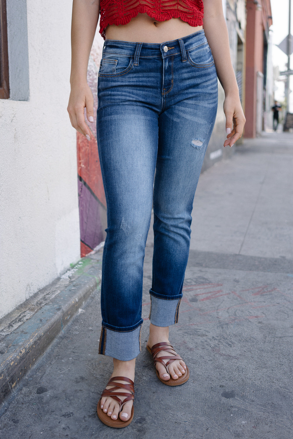 Carey Straight Leg Cuffed Hem Jeans - Image 4