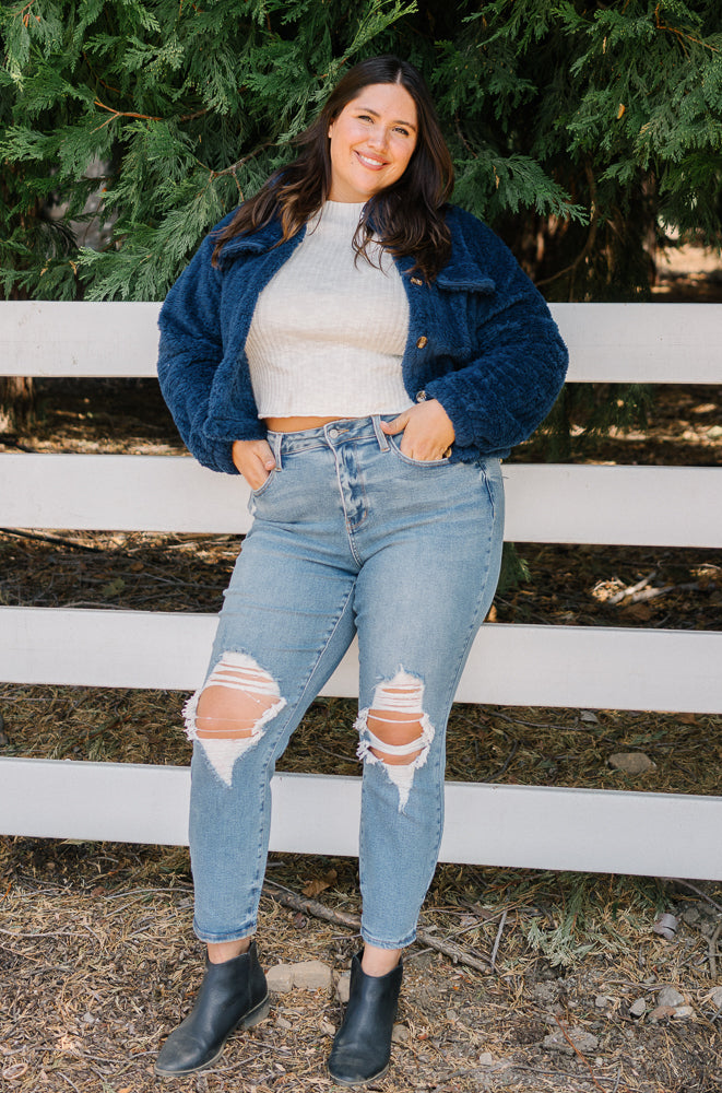 Gale High Rise Ripped Boyfriend Fit Jeans - PLUS - Image 3