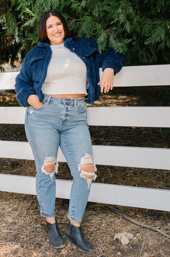 Gale High Rise Ripped Boyfriend Fit Jeans – PLUS