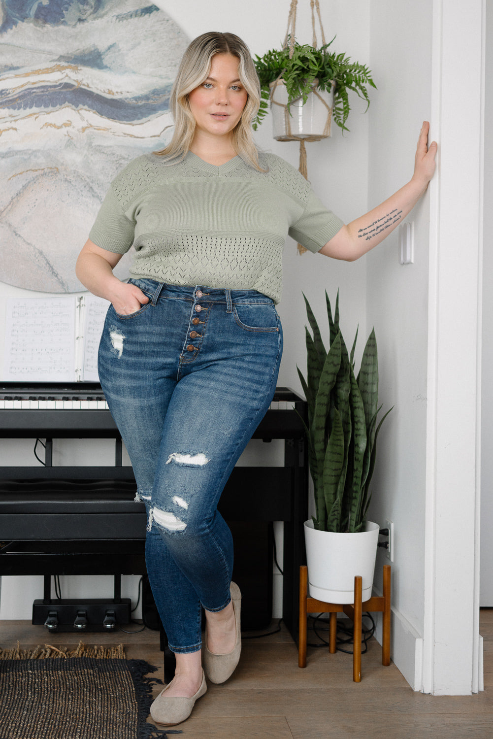 Sadie Mid Rise Thermal Insert Patch Skinny Jeans – PLUS