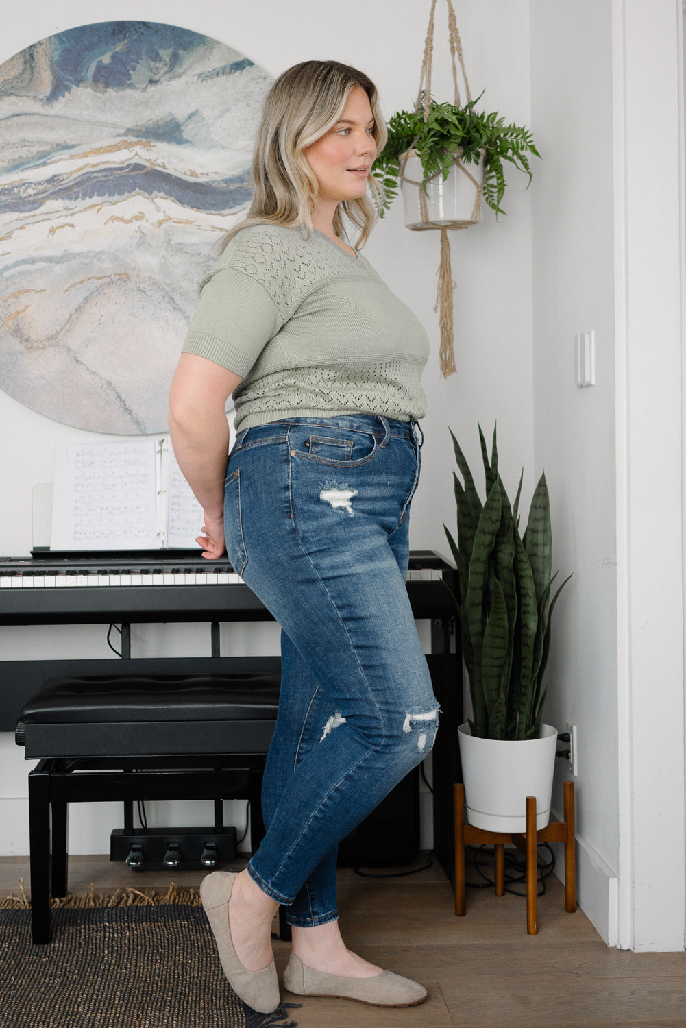 Sadie Mid Rise Thermal Insert Patch Skinny Jeans - PLUS - Image 2