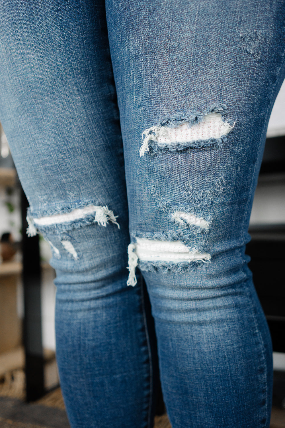 Sadie Mid Rise Thermal Insert Patch Skinny Jeans - PLUS - Image 5