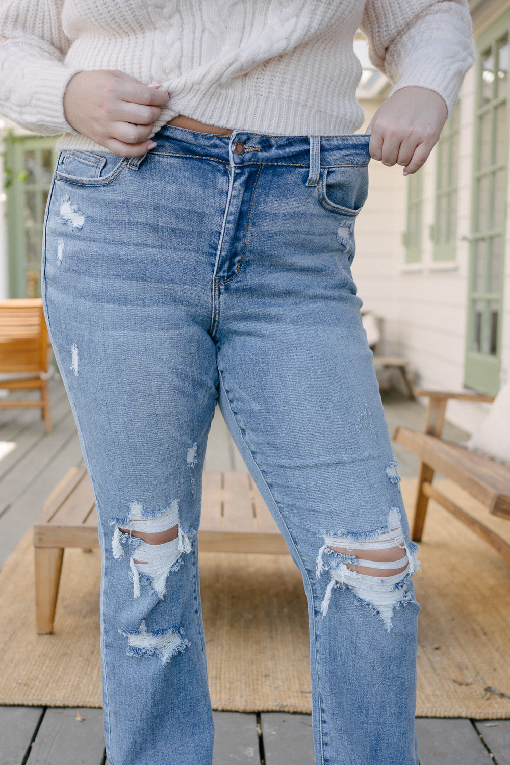 Faye Stone Wash Ripped Bootcut Jeans - PLUS - Image 5