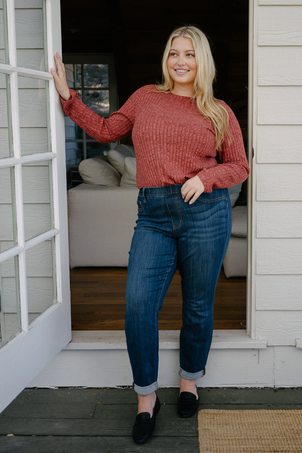 Hailey High Rise Pull On Double Cuffed Slim Jeans – PLUS