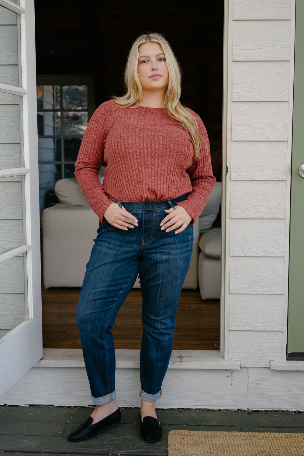 Hailey High Rise Pull On Double Cuffed Slim Jeans - PLUS - Image 3