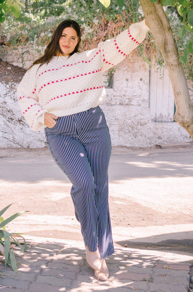 Vetti High Rise Tummy Control Striped Straight Fit – PLUS