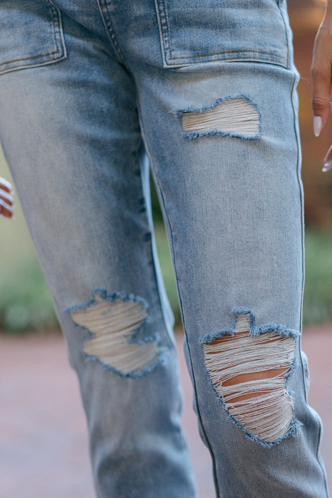 Brittany High Rise Patch Pocket & Ripped Boyfriend Jeans - PLUS - Image 3