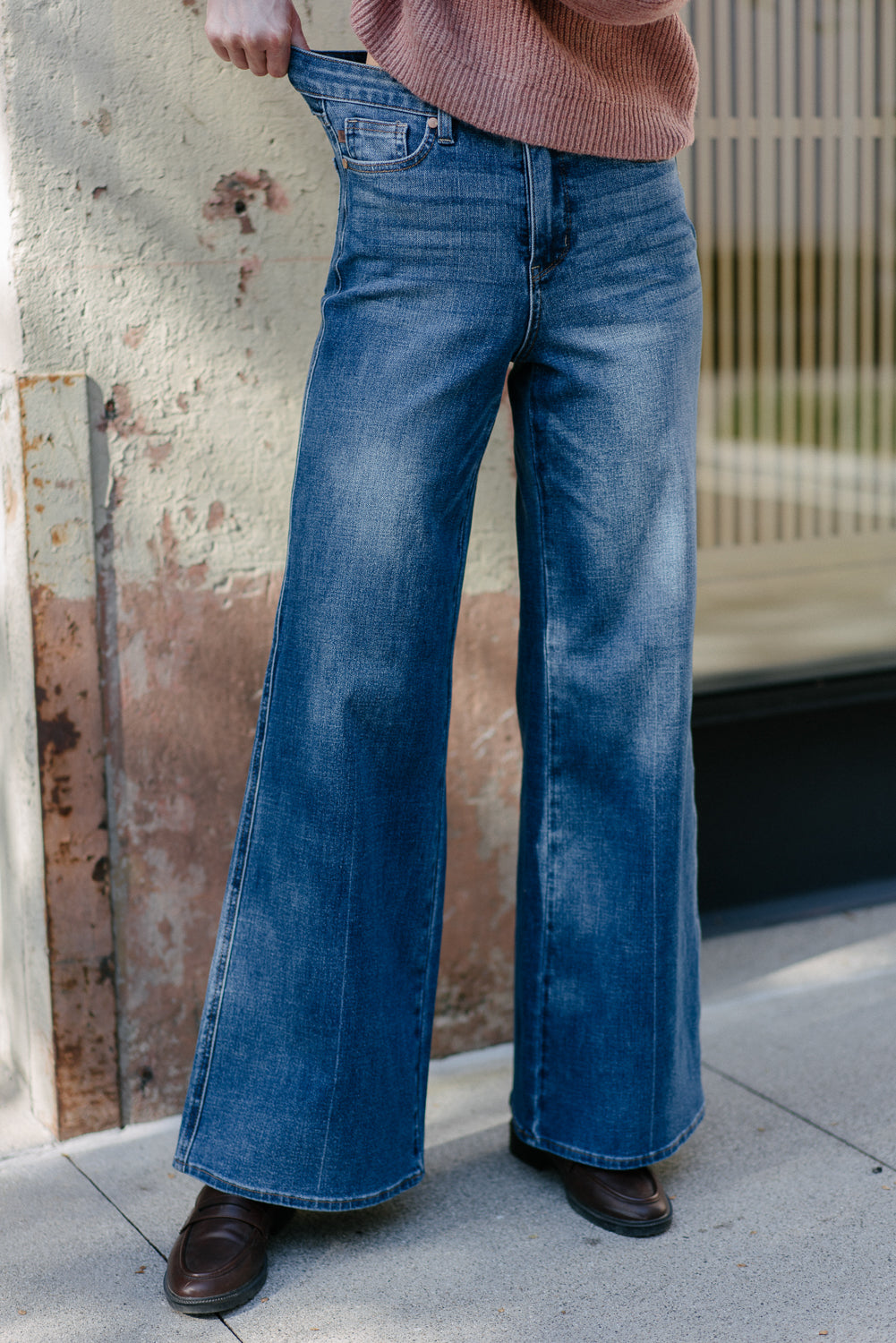 Claribel High Rise Tummy Control Retro Wide Leg Jeans - Image 5