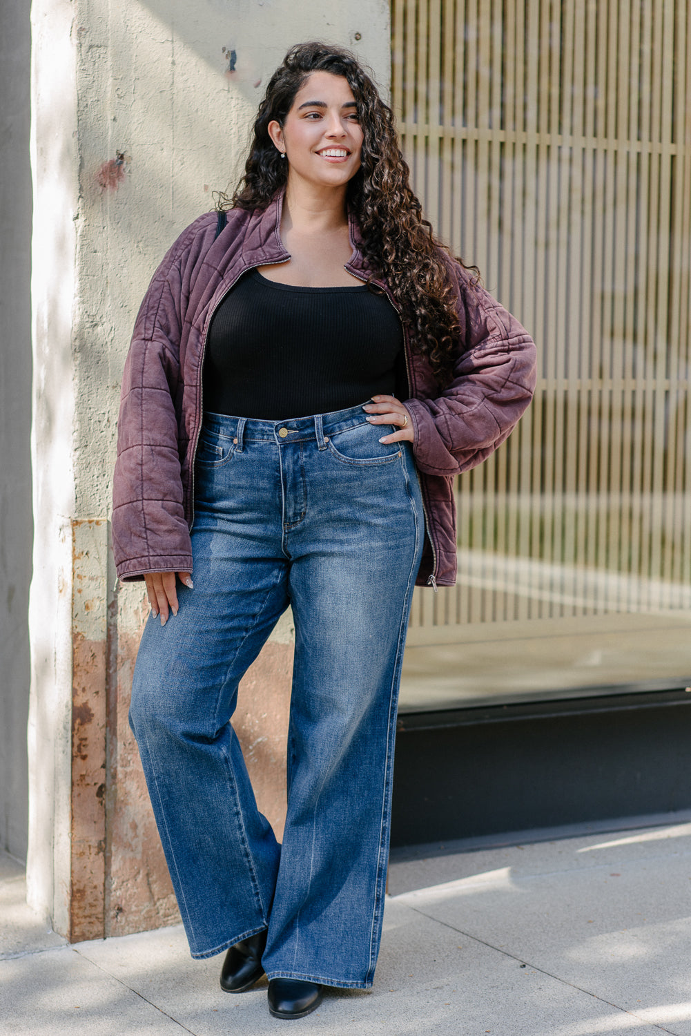 Claribel High Rise Tummy Control Retro Wide Leg Jeans – PLUS