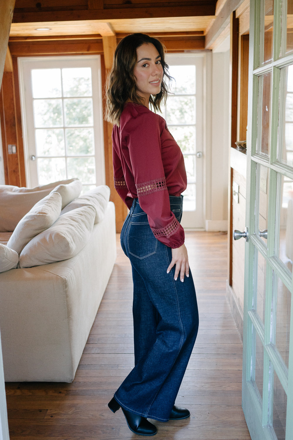Claire High Rise Tummy Control Retro Wide Leg Jeans - Image 4