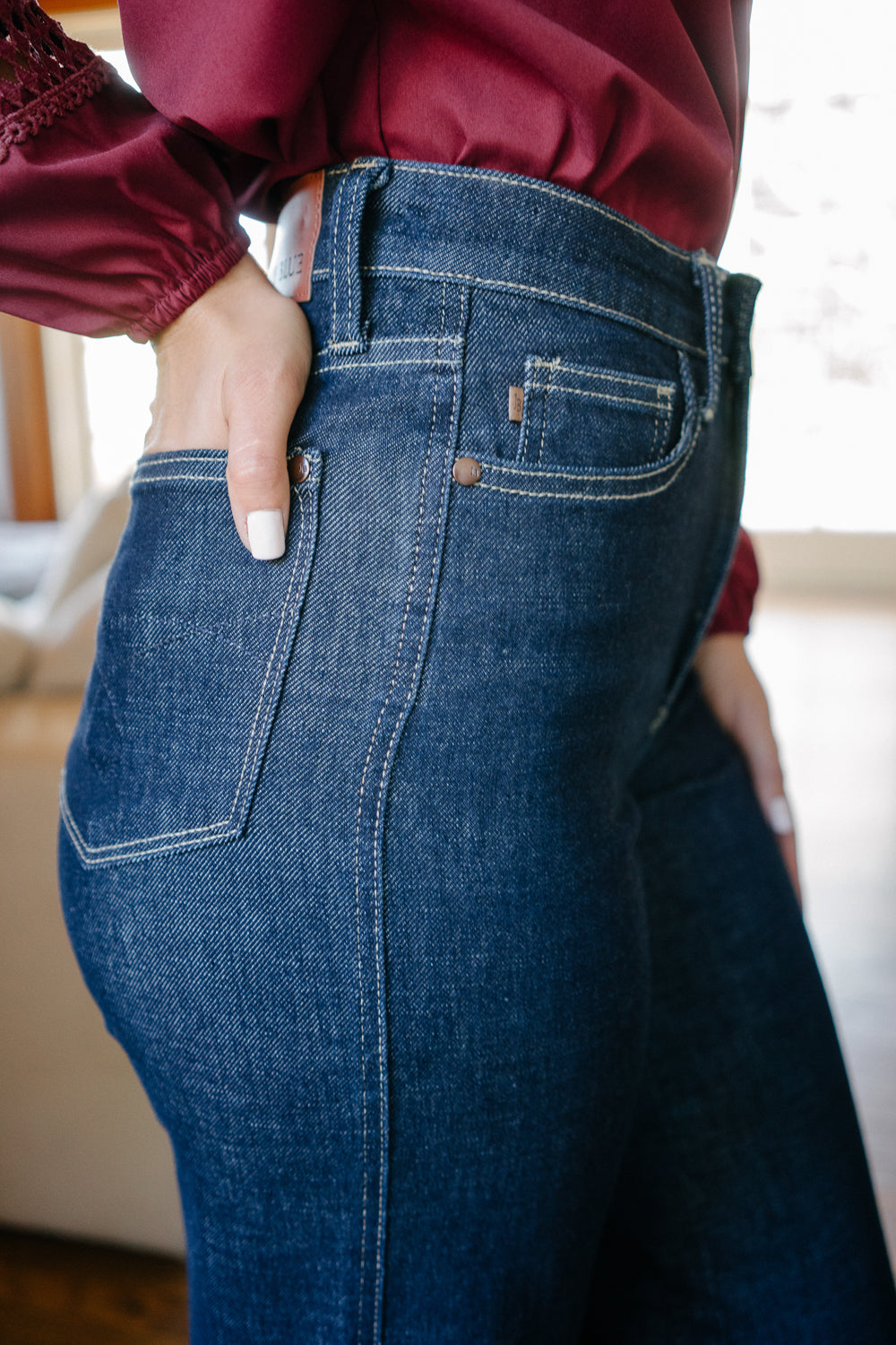 Claire High Rise Tummy Control Retro Wide Leg Jeans - Image 8