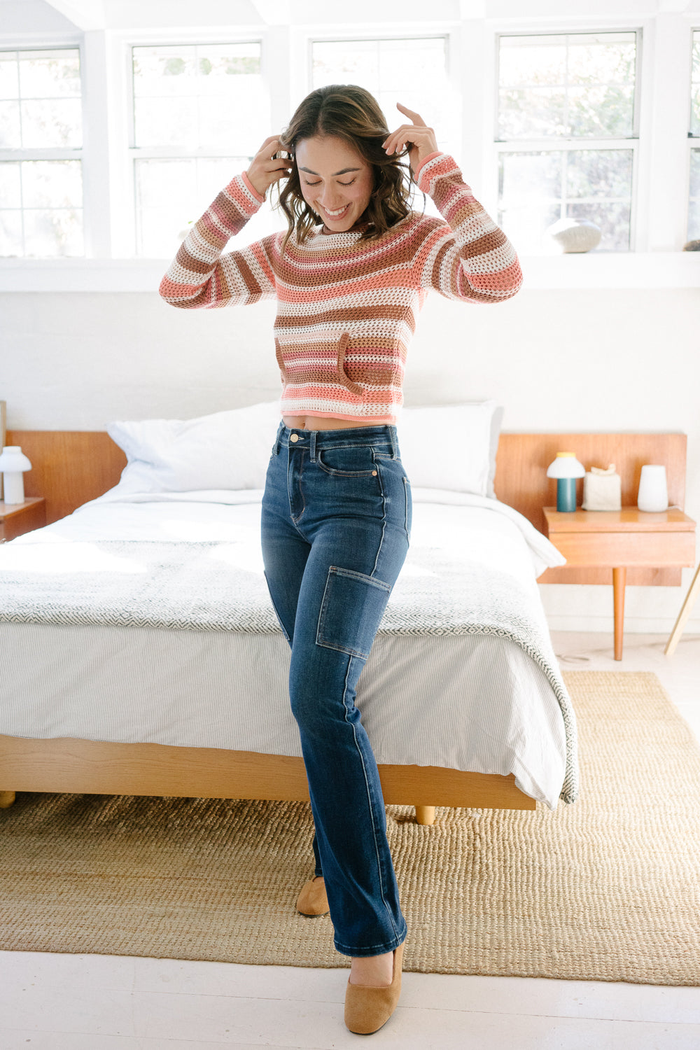 Karla High Rise Cargo Bootcut Jeans