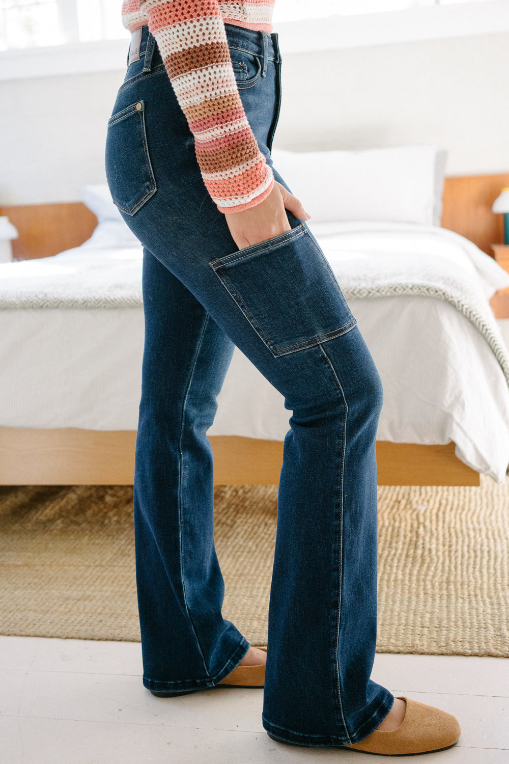 Karla High Rise Cargo Bootcut Jeans - Image 7