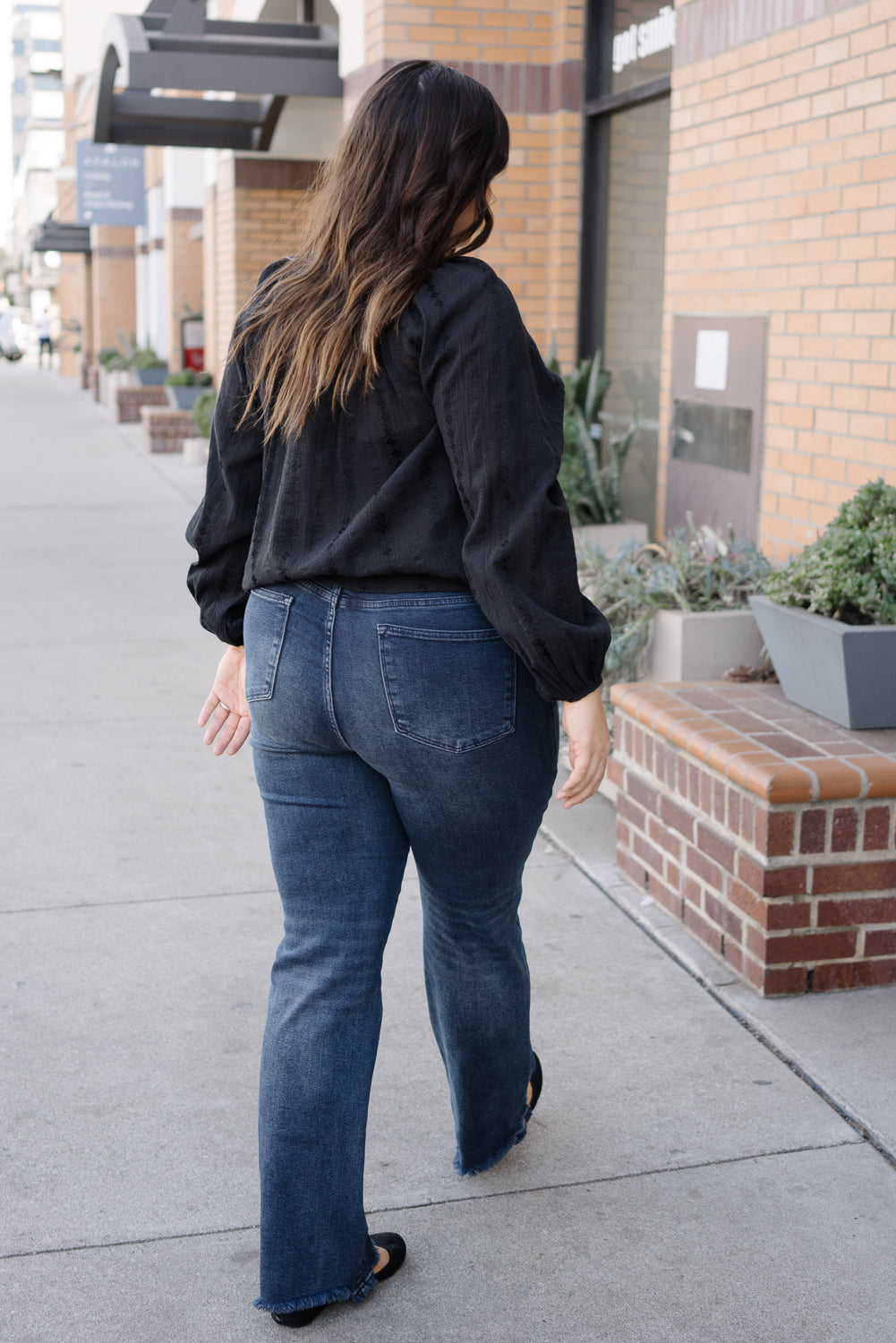 Lisa High Rise Button Fly Hem Distressed Straight Jeans - PLUS - Image 4