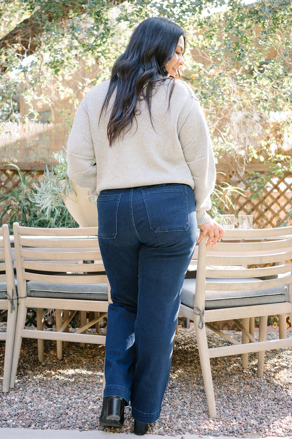 Leslie High Rise Work Wear Knee Patch Straight Jeans - PLUS - Image 4